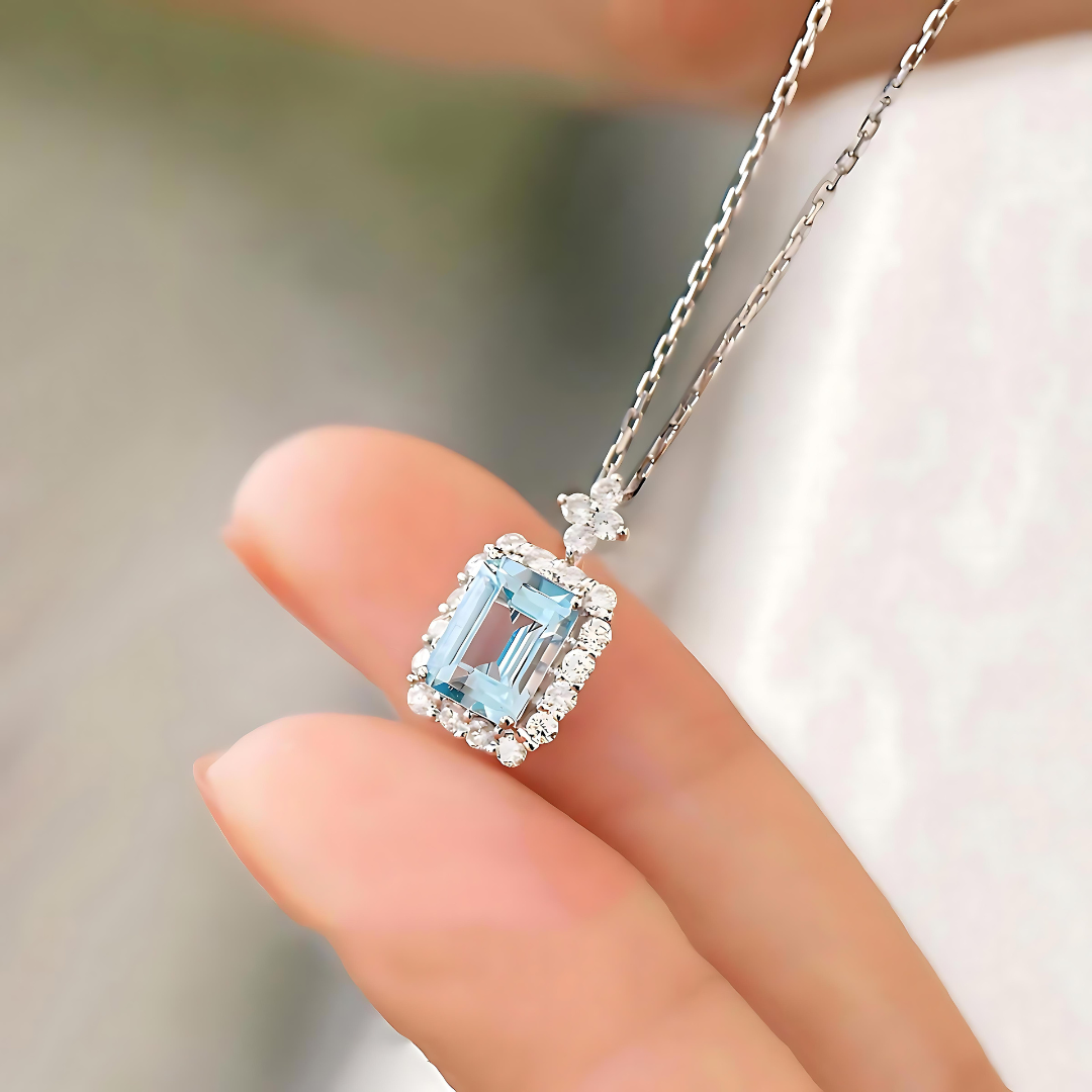 PURE STERLING SILVER GEMSTONE NECKLACE