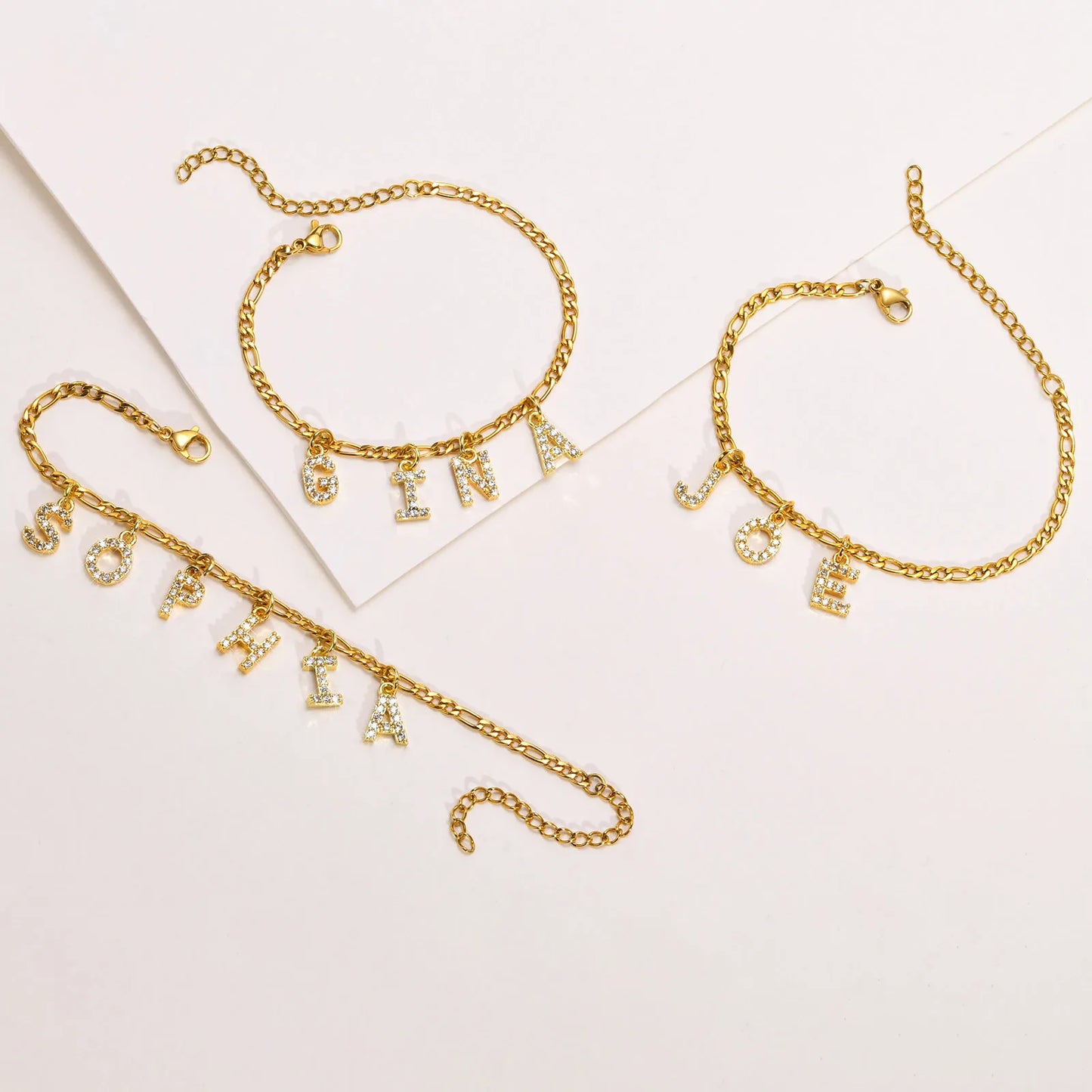 Bling Initial Gold Bracelets for Women