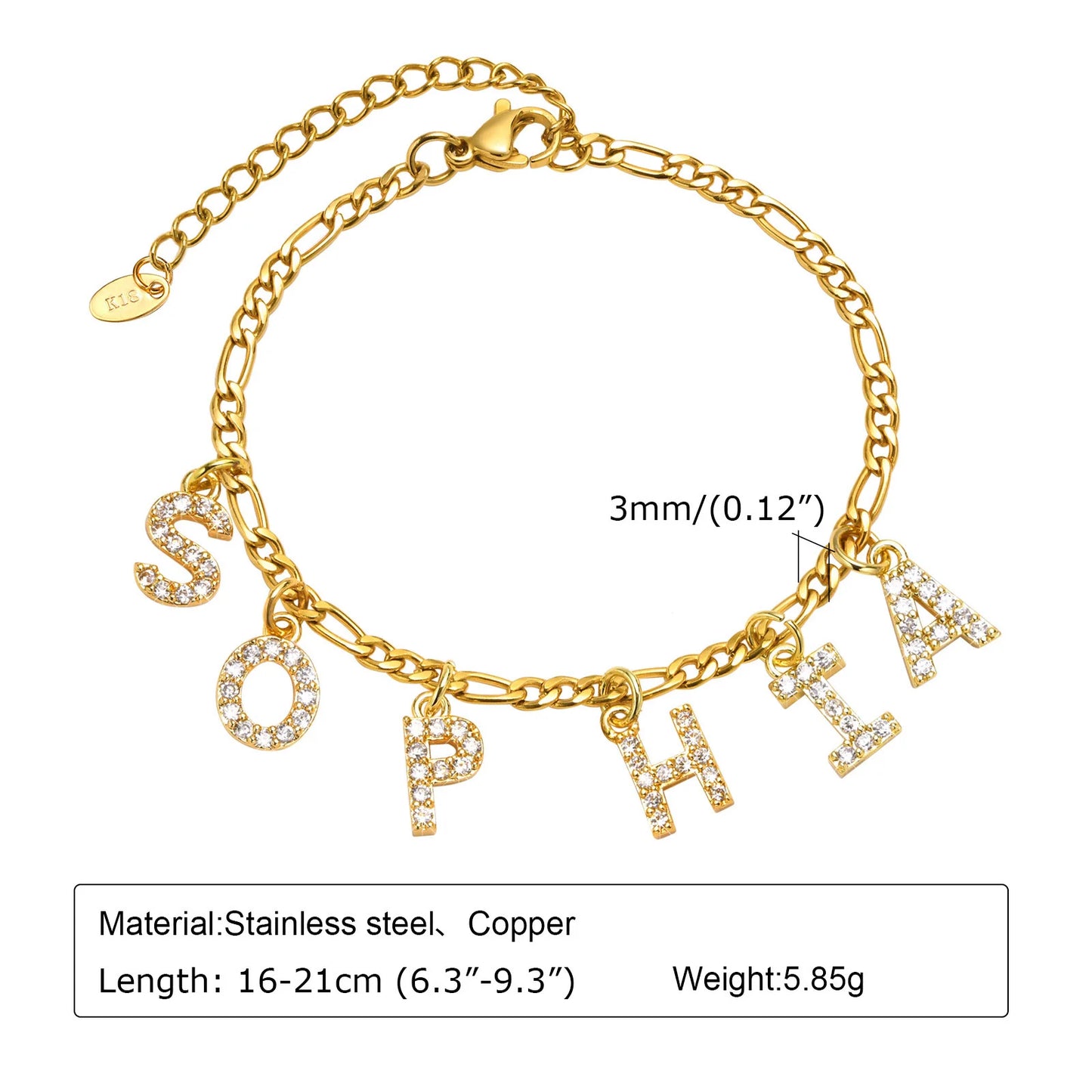 Bling Initial Gold Bracelets for Women