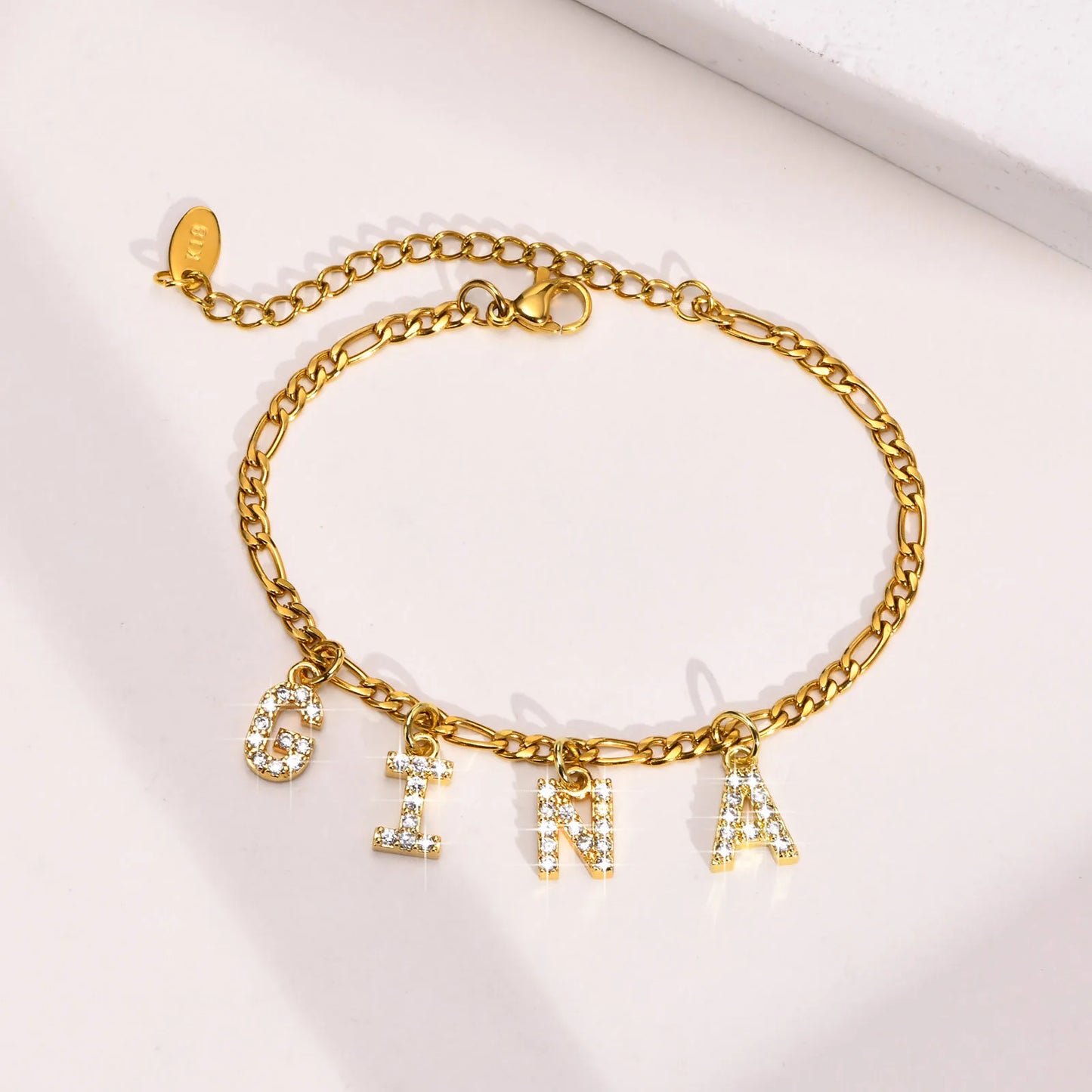 Bling Initial Gold Bracelets for Women