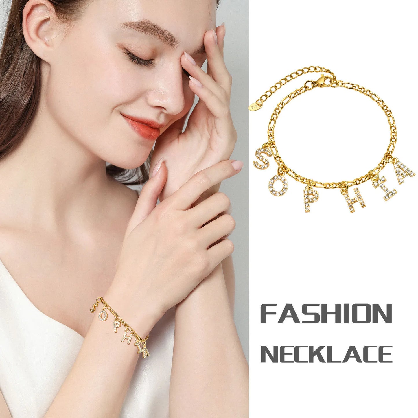 Bling Initial Gold Bracelets for Women