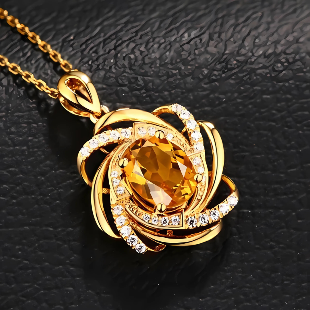 Gold Plated Rhinestone Pendant Necklace