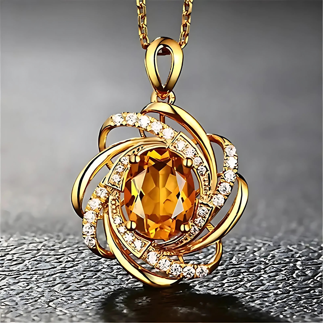 Gold Plated Rhinestone Pendant Necklace