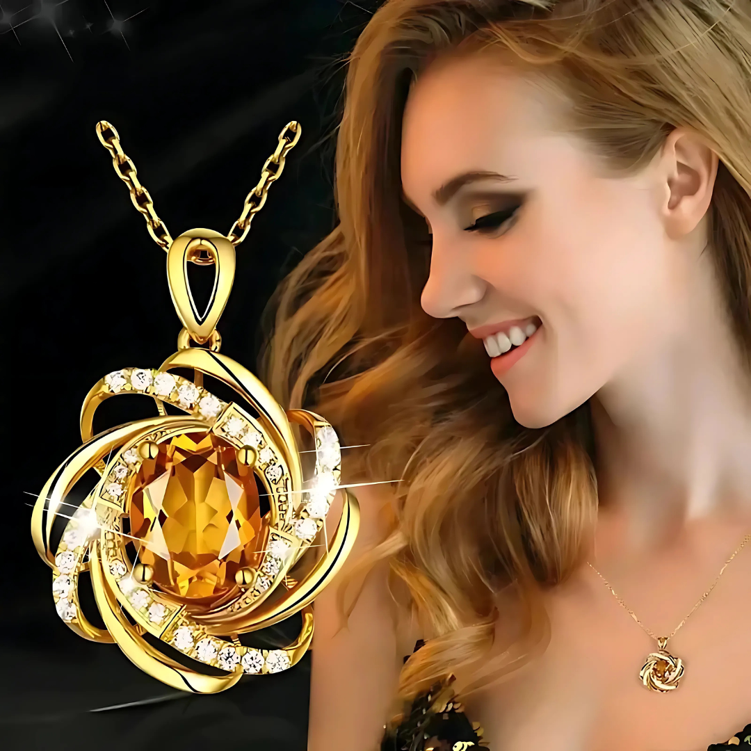 Gold Plated Rhinestone Pendant Necklace