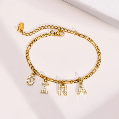 Bling Initial Gold Bracelets for Women