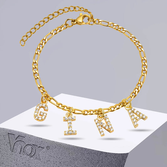 Bling Initial Gold Bracelets for Women