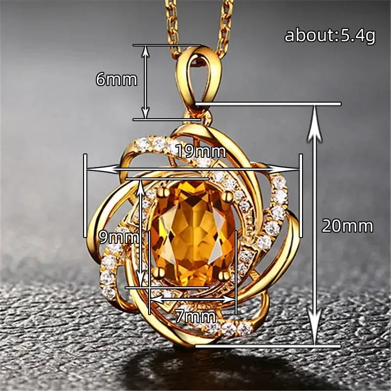 Gold Plated Rhinestone Pendant Necklace