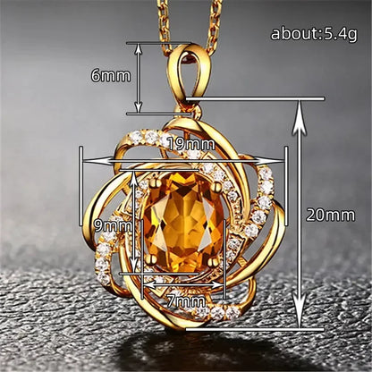 Gold Plated Rhinestone Pendant Necklace